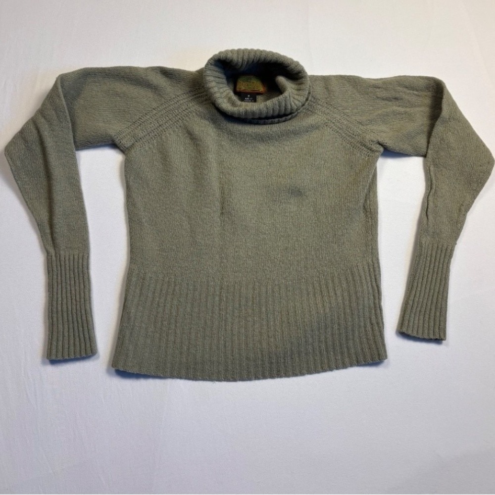 Horny Toad Men's Ribbed Turtleneck Sweater Lambswool Cashmere Sage M Shrunk
